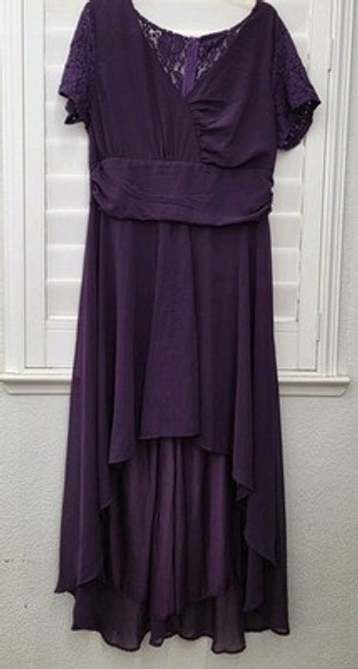 Purple High Low Lace And Chiffon Like Dress